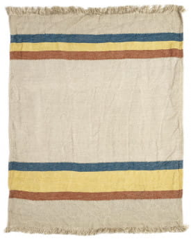 Libeco Leinenplaid Mercurio Stripe beige-gelb-blau-braun