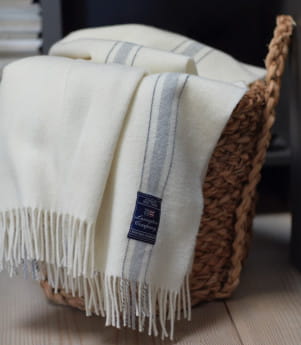 Lexington Decke Wool Throw Streifen off white/grau