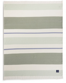 Lexington Decke Herriongbone Stripe Cotton grün/weiß/blau