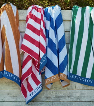 Lexington Strandtuch Raute blau/weiß/beige