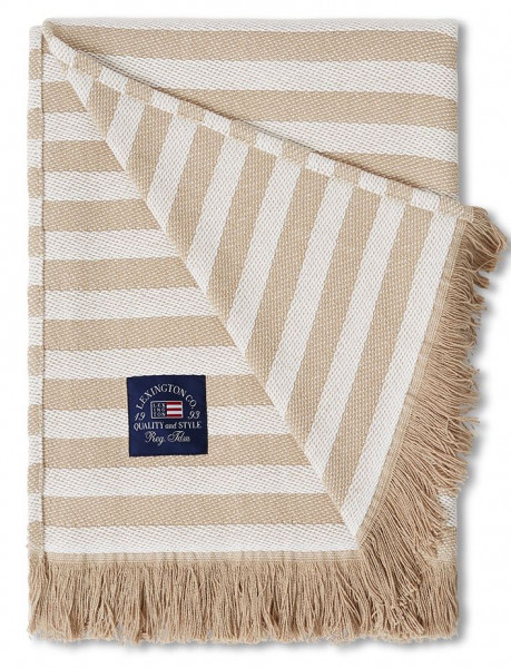 Lexington Decke Stripe Cotton beige/weiß