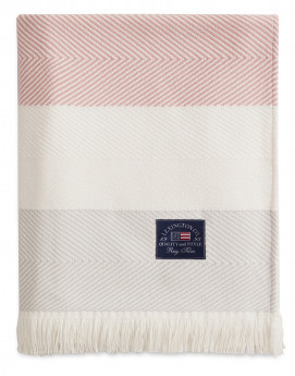 Lexington Decke Herriongbone Stripe Cotton weiß/rosa/grau Lexington Decke Herriongbone Stripe Cotton weiß/rosa/grau